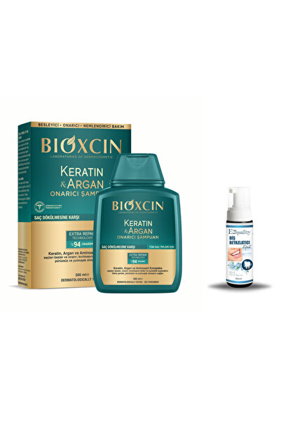 Bioxcin Keratin ve Argan Onarıcı Şampuan 300 ml + Hediye Diş Beyazlatıcı Köpük