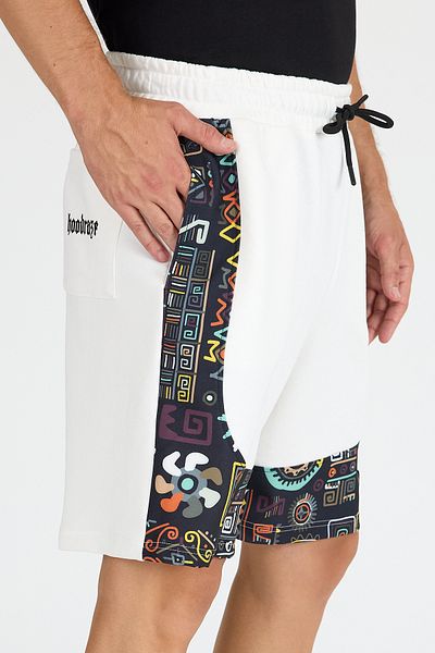 Hoodraze Men's White Wide Leg Garni Shorts