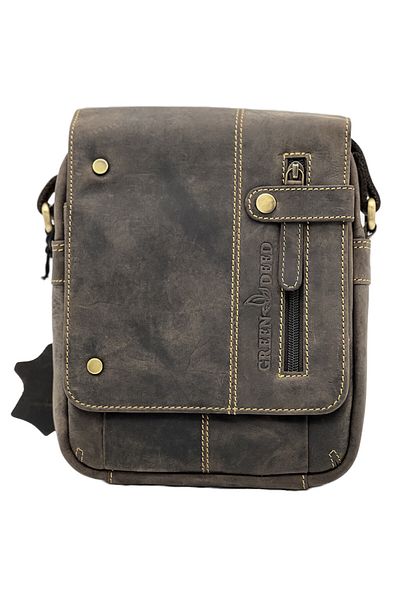 Micutz Men's Genuine Leather Brown Bag Green Deed Premium, 20x23x6 cm, Dark Brown Color