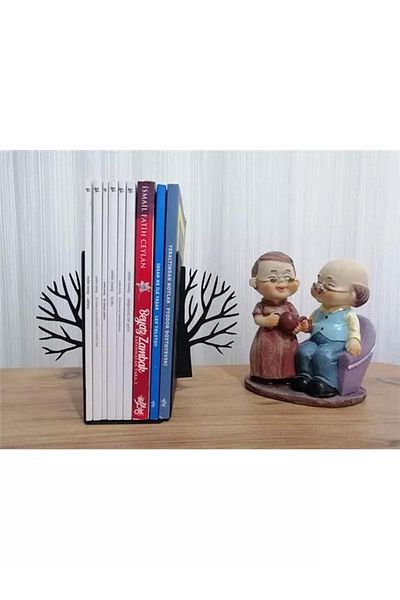 Mu Art Ahşap Decorative Tree of Life Metal Book Holder 2 Pack