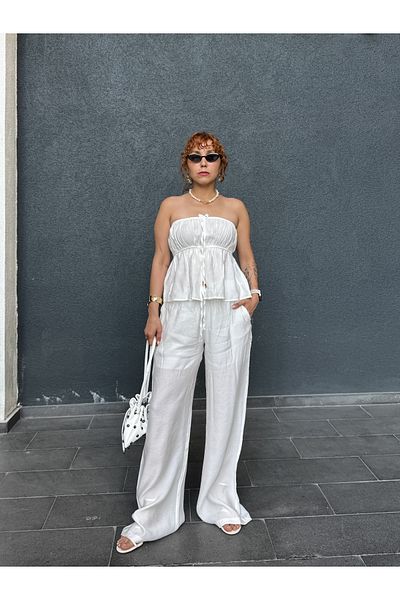 Bak'ap Bluză fără bretele Premium Dess Pantaloni scurți cu picioare largi Pantaloni căptușiți Set 2 buc