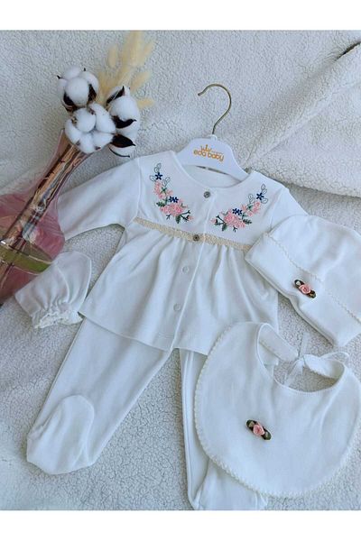 Bilge Trend New Born Baby Girl Bahardali Embroidered Hospital Outlet Zibin Set