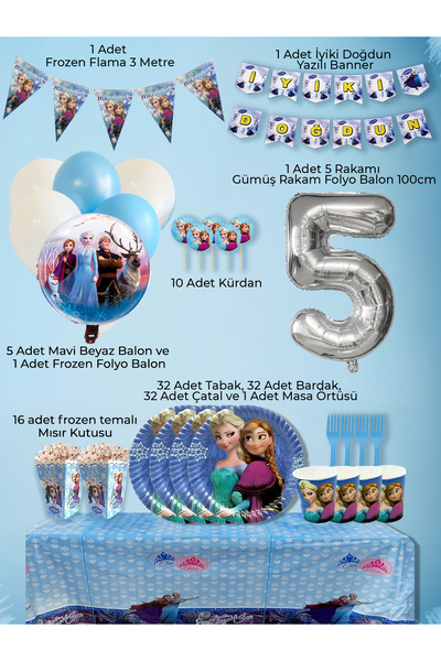 PartyPoo Frozen Elsa Themed Birthday Party Set for 32 People |   Birthday Cel...