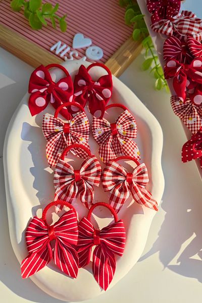 Nisankids Girl's Red Bow Rubber 2 Pieces (1 Pair)