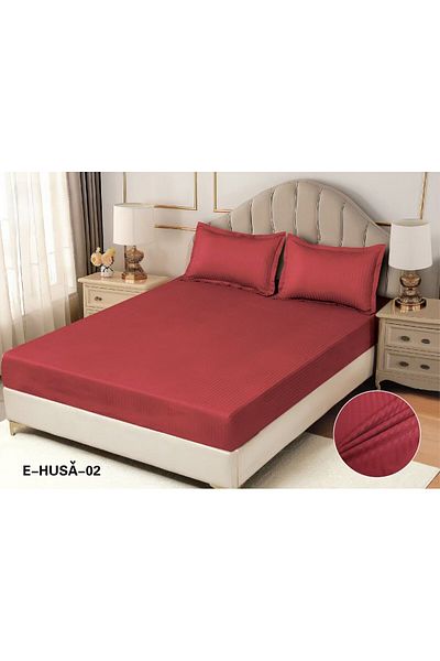 FIONNA.RO Satin Damask Duvet Cover 180x200cm - Red