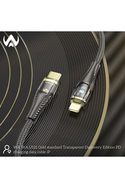 Wasat ELArab WA 27W Type-C Fabric Charging Cable for iPhone, 1m, Black