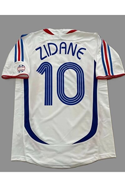 BYSPORTAKUS Fransa 98 Dünya Kupası Zinedine Zidane Deplasman Forması (Beyaz)5...