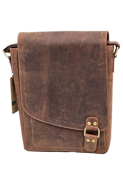 Micutz Men's Shoulder Bag Made of Genuine Deer Leather, PREMIUM Brand, 24x30x9 cm, Brown