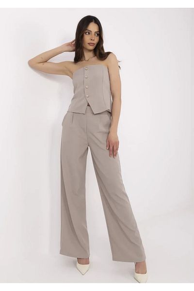 UniqueStore.ro Elegant beige set with corset top and flared pants - one size