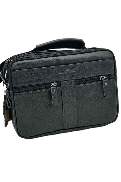 Micutz Ruff Ryder Men's Rectangular Shoulder Bag, Genuine Cowhide Leather, 25x18x7 cm, Black