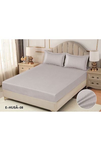 FIONNA.RO Satin Damask Duvet Cover 180x200cm - Light Grey