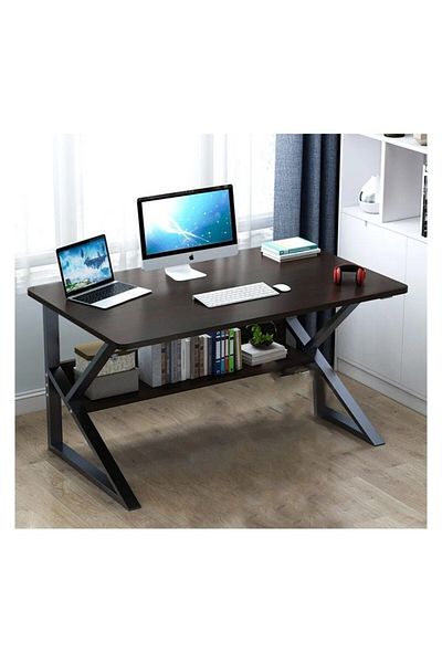 JollyMag Masa de gaming, birou cu raft maro, 100x60 cm, JollyMag, STL08CZ