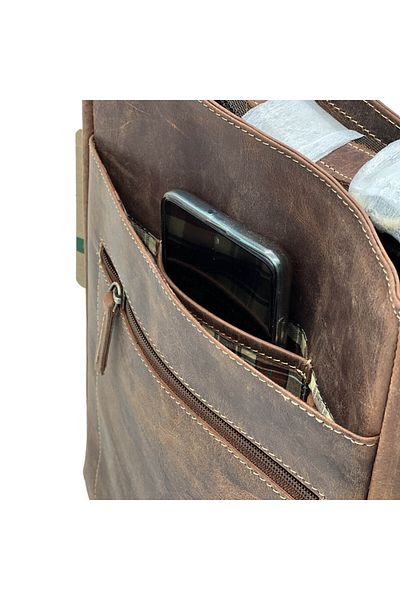 Micutz Men's Shoulder Bag Made of Genuine Deer Leather, PREMIUM Brand, 24x30x9 cm, Brown