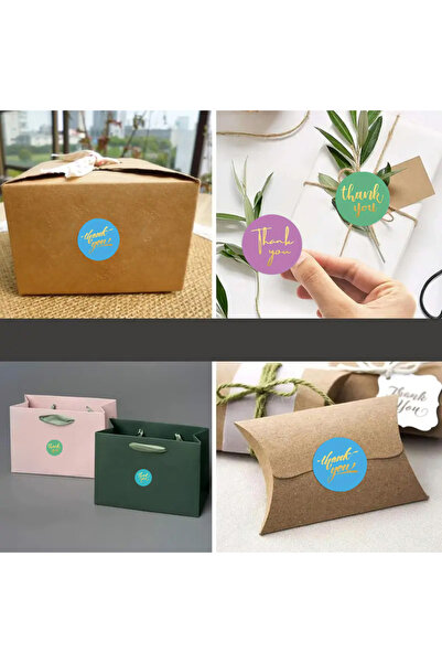 hdcw 500 ADET 2.5cm RULO YAPIŞKANLI TEŞEKKÜRLER "THANK YOU" STICKER ETİKET HEDİYE PAKETLEME