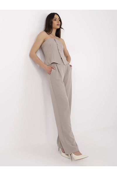 UniqueStore.ro Elegant beige set with corset top and flared pants - one size