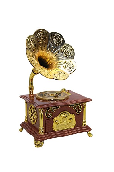 Dünyadan Hediyeler Gramofon Müzik Kutusu Kahverengi 13x26cm