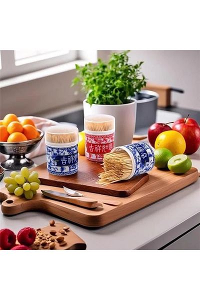 Mu Art Ahşap Deconox Bamboo Toothpicks 900 τεμαχίων 3 πακέτα, οδοντογλυφίδες μπαμπού για ορεκτικά, φρούτα και καθαρισμό δοντιών, στρογγυλές