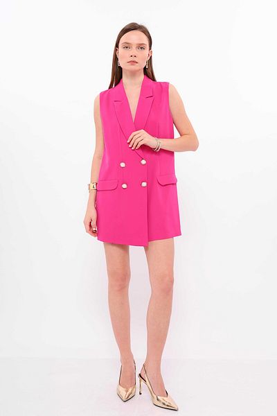 MYA Women's Double Breasted Closure Sleeveless Blazer Shorts Jumpsuit