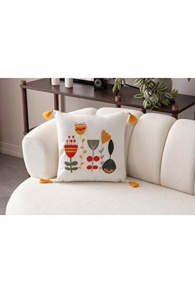 SWITA Comfort Serisi Punch İşlemeli Keten Kırlent Kılıfı 43x43 cm