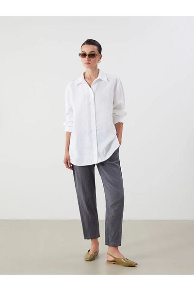 LC Waikiki Lcwaikiki Classic Gray Elastic Waist Textured Women's Trousers