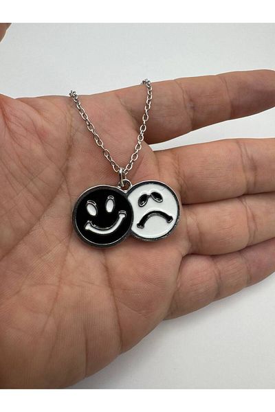 Herşey Nota Unisex Necklace with Emoji Facial Expression – 60 cm Zinc Alloy Plated Colorful and Fun Figure Jewelry