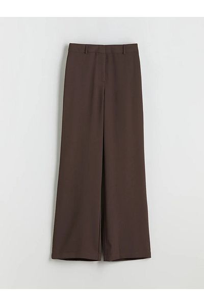 LC Waikiki Lcw Modest Brown Wide Leg Pleated Women's Trousers