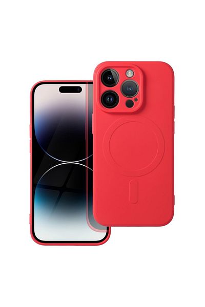 JollyMag MagSafe silicone case compatible with Iphone 14 Pro, Matte Red