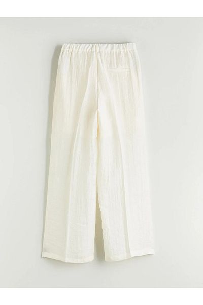 LC Waikiki Lcwaikiki Classic Ecru Women's Linen Look Trousers with Elastic Waist