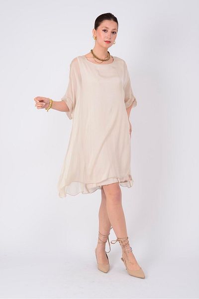 ZTO Women's Sleeves Short Silk Dress