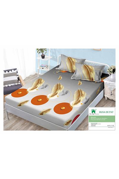 FIONNA.RO Duvet Cover with Elastic and Pillowcases 140x200cm - Pene Gold