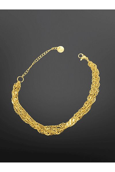 FM Gold Color Braided Chain Model 316L Steel Bracelet |   Stylish Design for Special Occasions