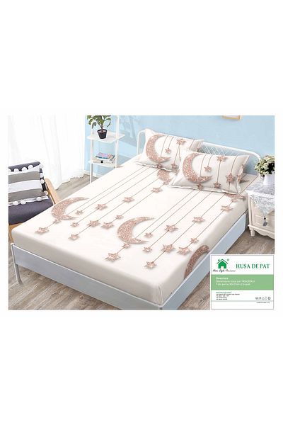FIONNA.RO Duvet Cover with Elastic and Pillowcases 140x200cm - Gold Crescent
