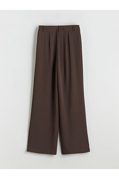 LC Waikiki LCW Modest Kahverengi Geniş Paça Pileli Kadın Pantolon