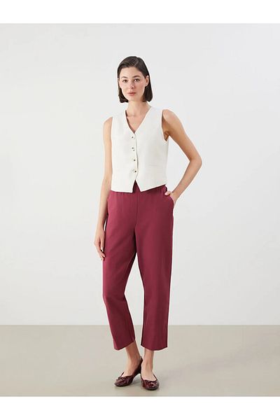 LC Waikiki Lcwaikiki Classic Pink Elastic Waist Carrot Cut Women's Trousers