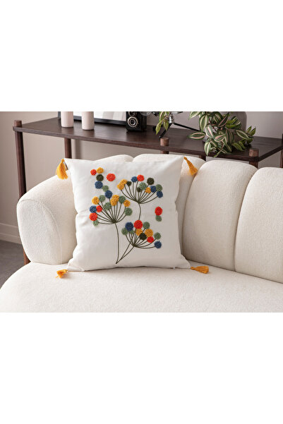 SWITA Comfort Series Punch Embroidered Linen Throw Pillow Cover 43X43 cm