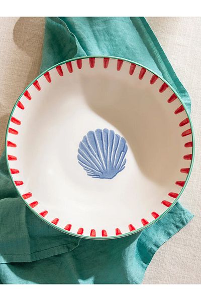 LC Waikiki Lcw Home Mixed Seashell Printed Ceramic Salad Bowl 25 cm