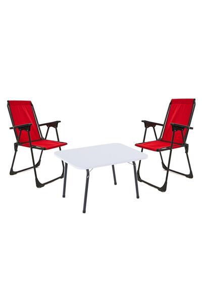 Exent 45x60 Katlanır Masa + 2 Adet Kamp Sandalyesi, Çift dikişli 120 kg kapas...