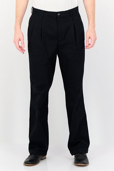 Greg Norman Men Regular Fit Pleated Chino Pants, Black
