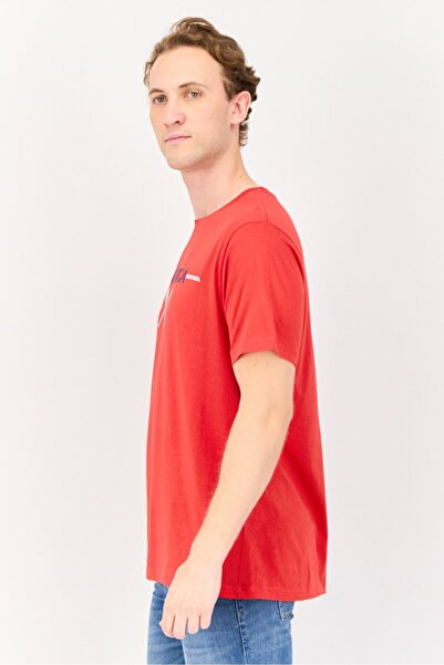 Nautica Men Crew Neck Short Sleeve Brand Logo T-Shirt, Red