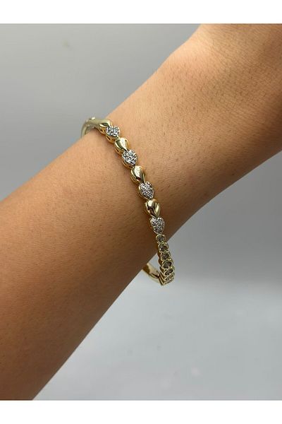 MyladyAccessoriess Row Drop and Zircon Stone Detail Steel Handcuffs