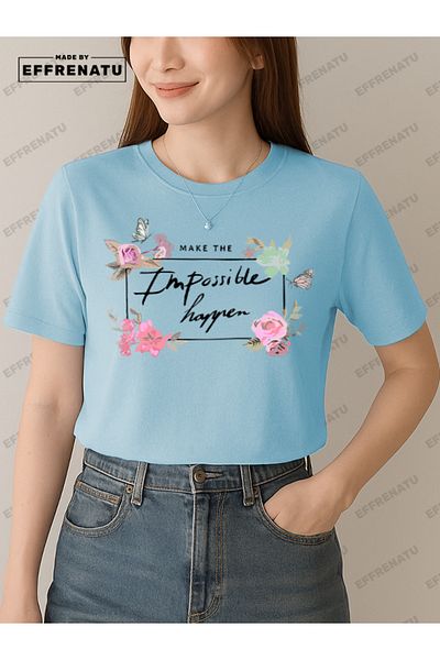 EFFRENATU Plus Size T-Shirt with Floral Print and Distinctive Colors for Women