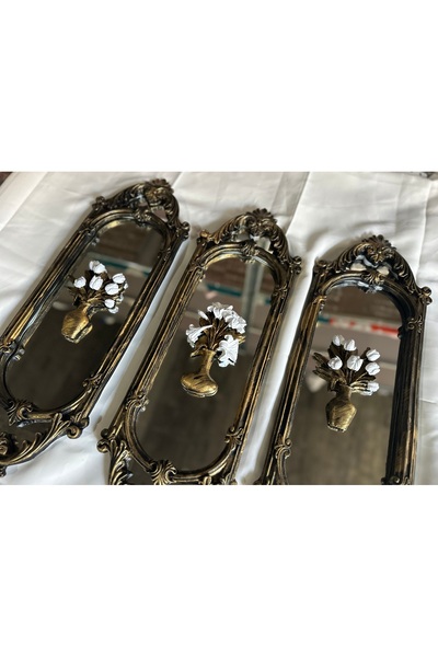 busraconcept Çiçekli Şık uzun ayna 3lü set 65cm