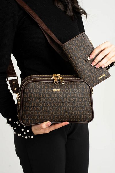 Just Polo Women's Medium Size Faux Leather Printed Shoulder Bag & Wallet Combination (Size: Width 28 X Length 17 cm) Shopper