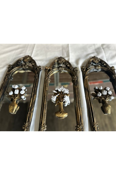 busraconcept Çiçekli Şık uzun ayna 3lü set 65cm