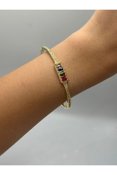 MyladyAccessoriess Colorful Zircon Stone Detail Steel Handcuffs
