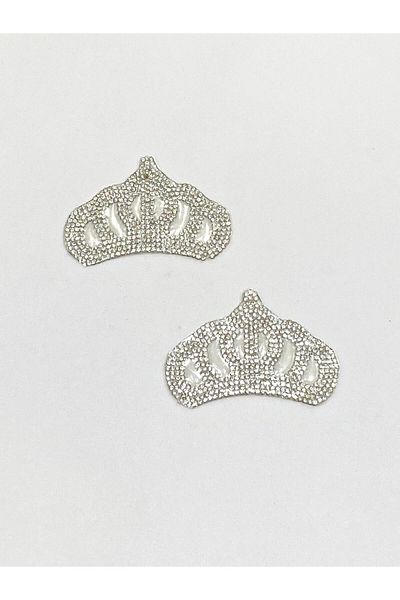 karantuhafiye Crown Crest / Stone Crest / Iron-On / Iron-On Transfer Adhesive Crown Crest / Set of 2 Silver