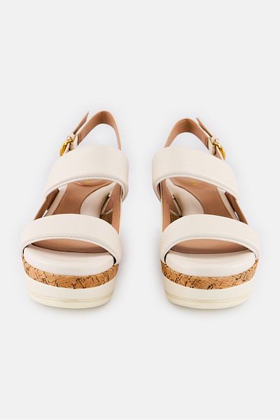 Cole Haan Women Aislin Wedge Medium Adjustable Buckle Sandals, White