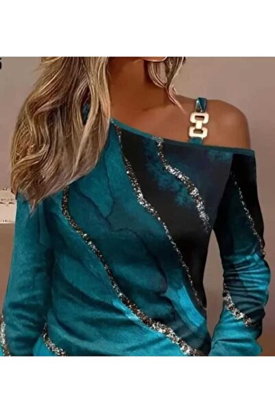 JANES COLLECTION ÖZGÜ GİYİM TEK OMUZU ASKI METAL DETAYLI ŞIK BLUZ