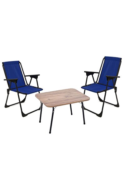 Exent 45x60 Katlanır Masa + 2 Adet Kamp Sandalyesi, Çift dikişli 120 kg kapas...