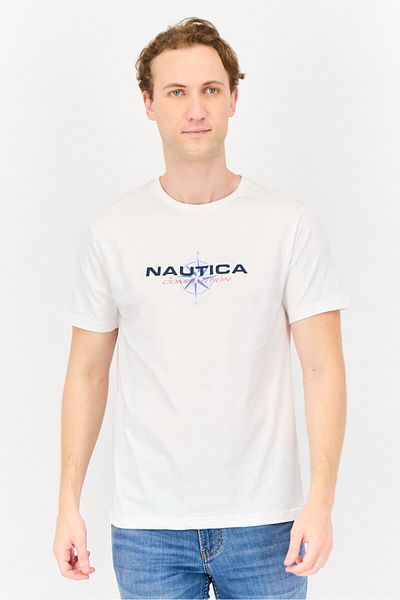 Nautica Men Crew Neck Short Sleeve Brand T-Shirt, White